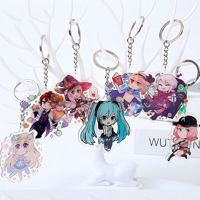 良い価格 販促用カスタムアクリルキーホルダー、透明プロセス、カスタムカラーのキーリングリンクチェーン付き オンライン